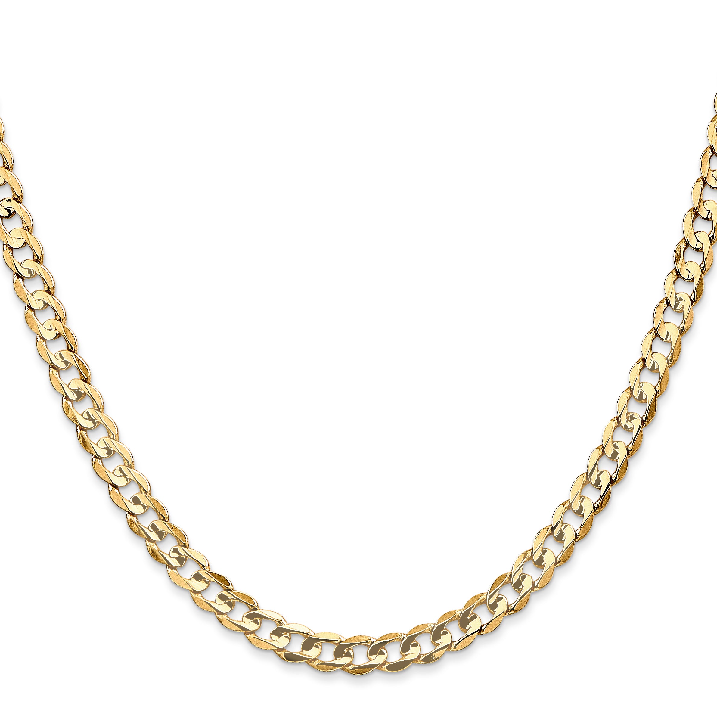14K 28 inch 4.5mm Open Concave Curb with Lobster Clasp Chain