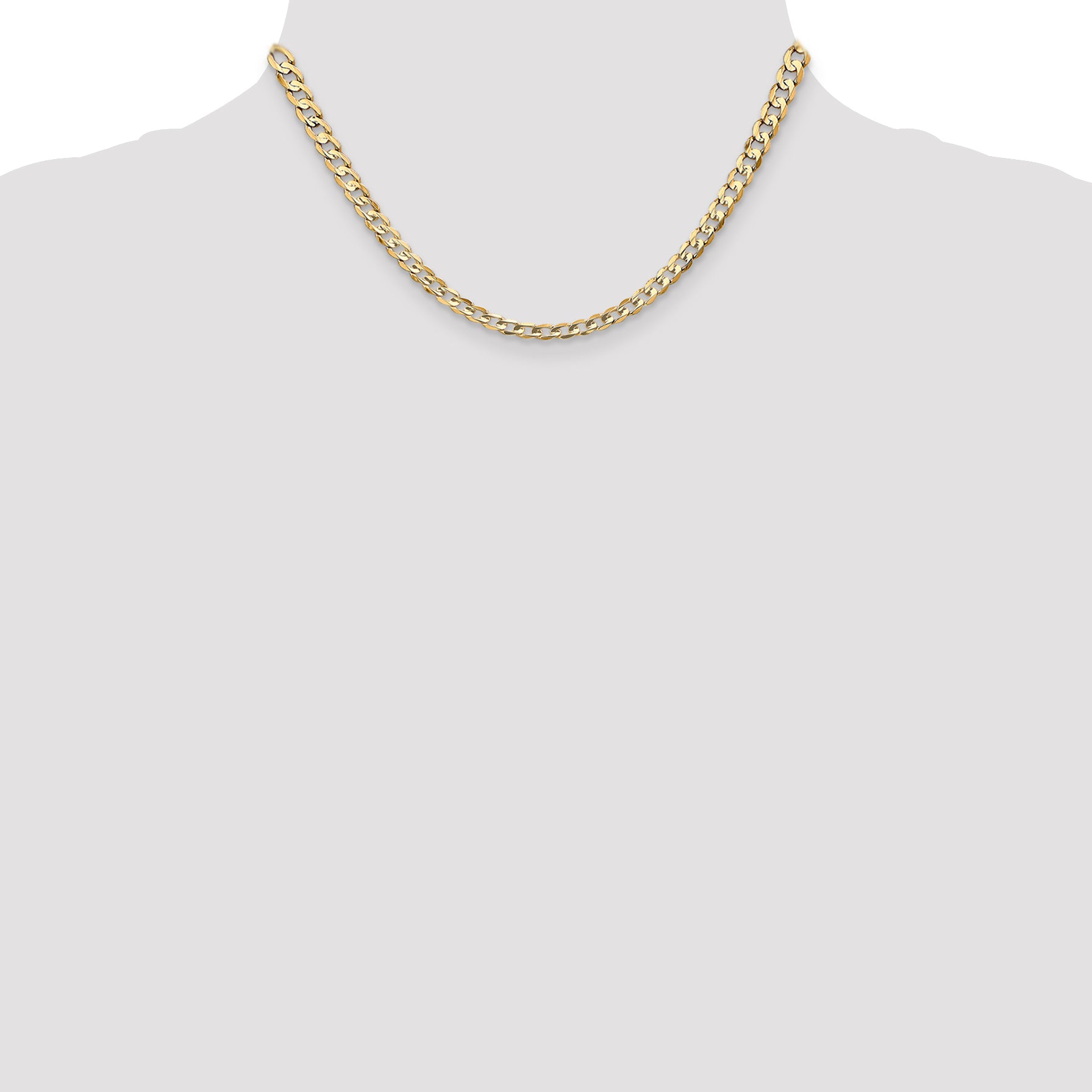 14K Yellow Gold Solid Curb Chain Necklace 4.5mm