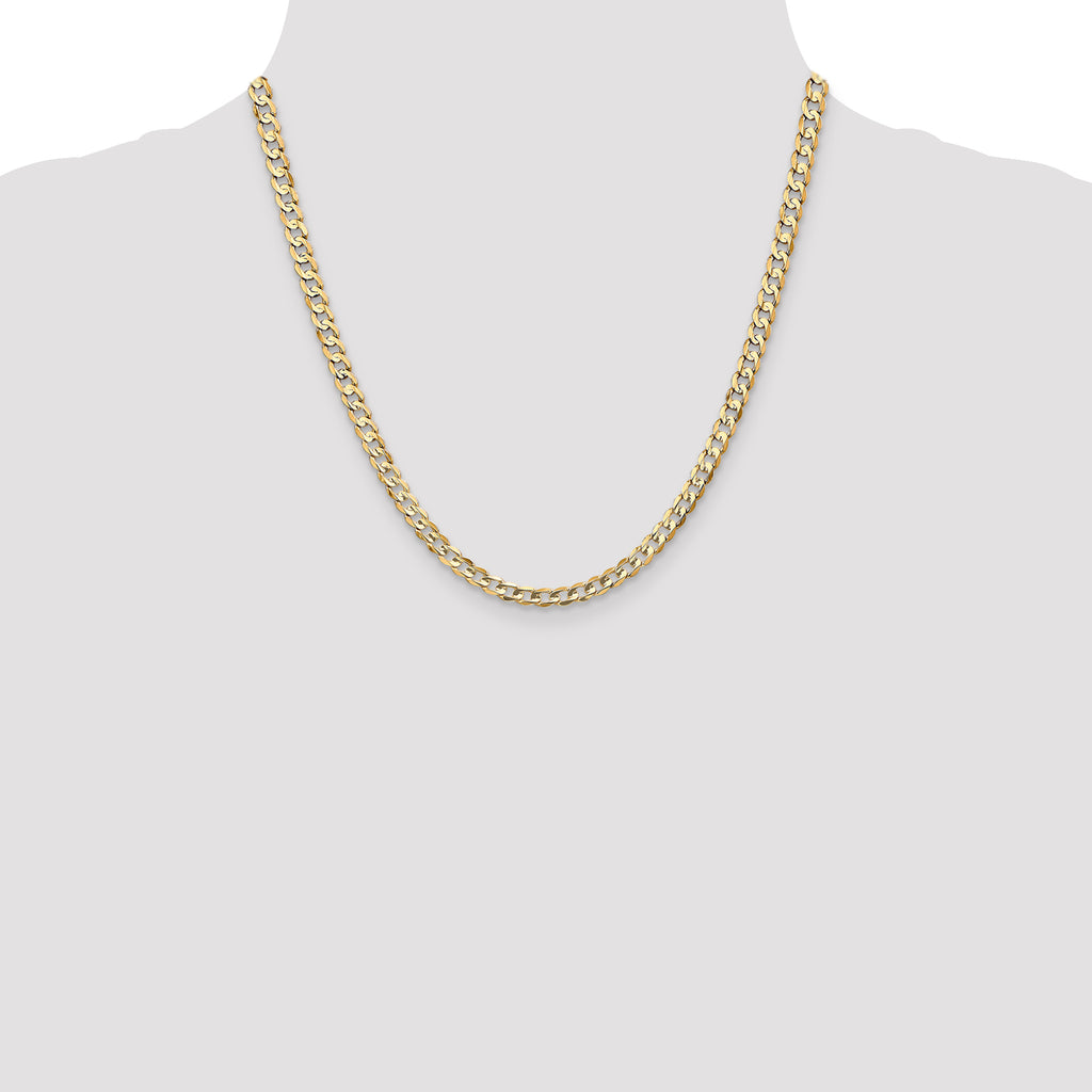14K 20 inch 4.5mm Open Concave Curb with Lobster Clasp Chain