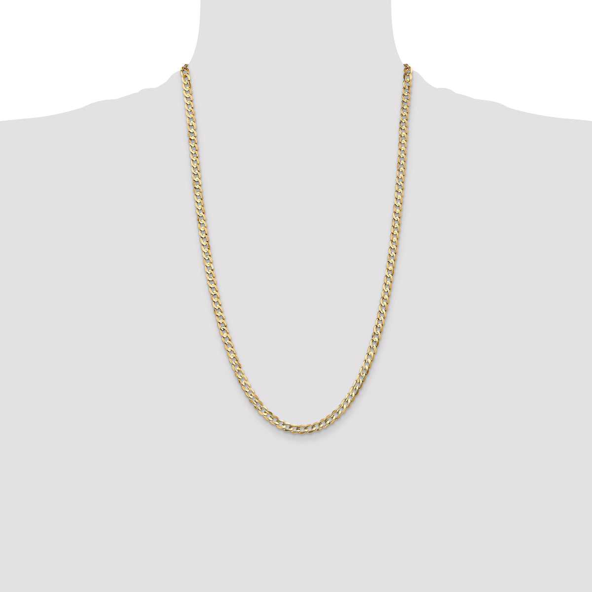 14K 26 inch 4.5mm Open Concave Curb with Lobster Clasp Chain