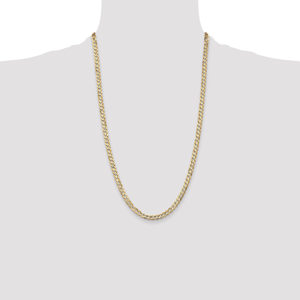 14K 26 inch 4.5mm Open Concave Curb with Lobster Clasp Chain