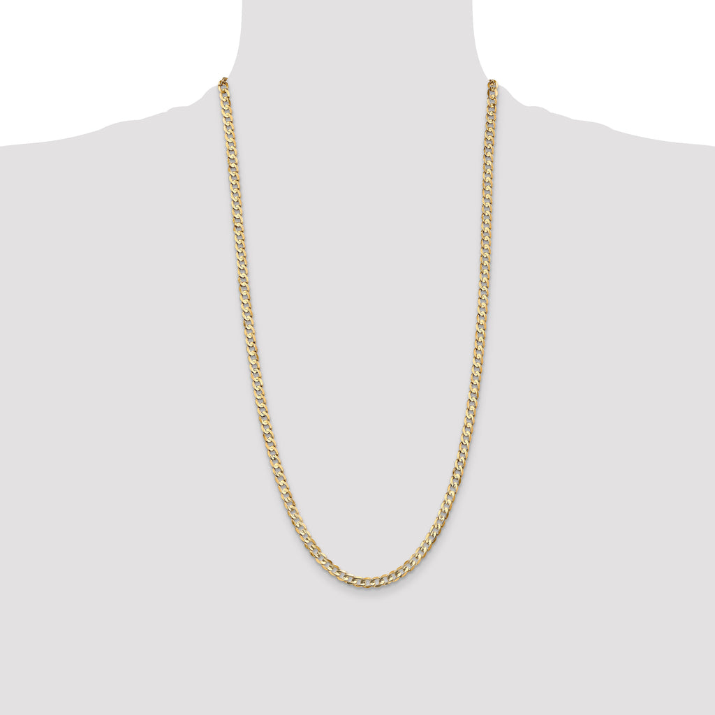 14K 28 inch 4.5mm Open Concave Curb with Lobster Clasp Chain