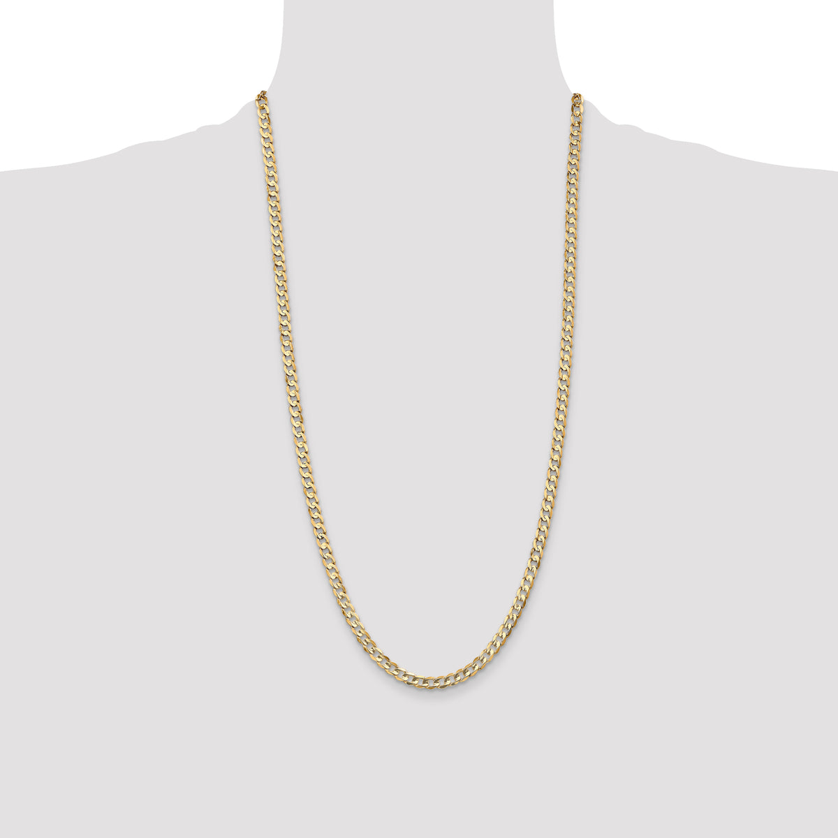 14K 28 inch 4.5mm Open Concave Curb with Lobster Clasp Chain