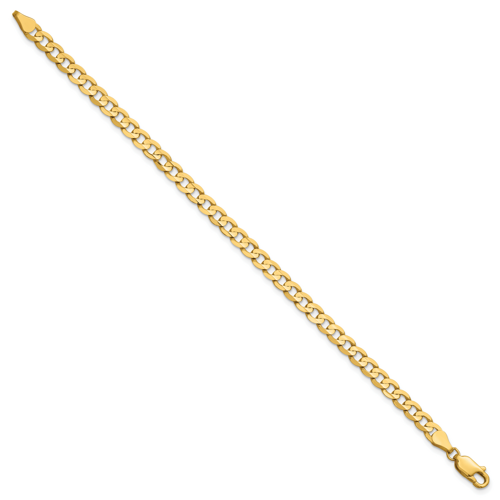 14K 4.5mm Open Concave Curb with Lobster Clasp Bracelet