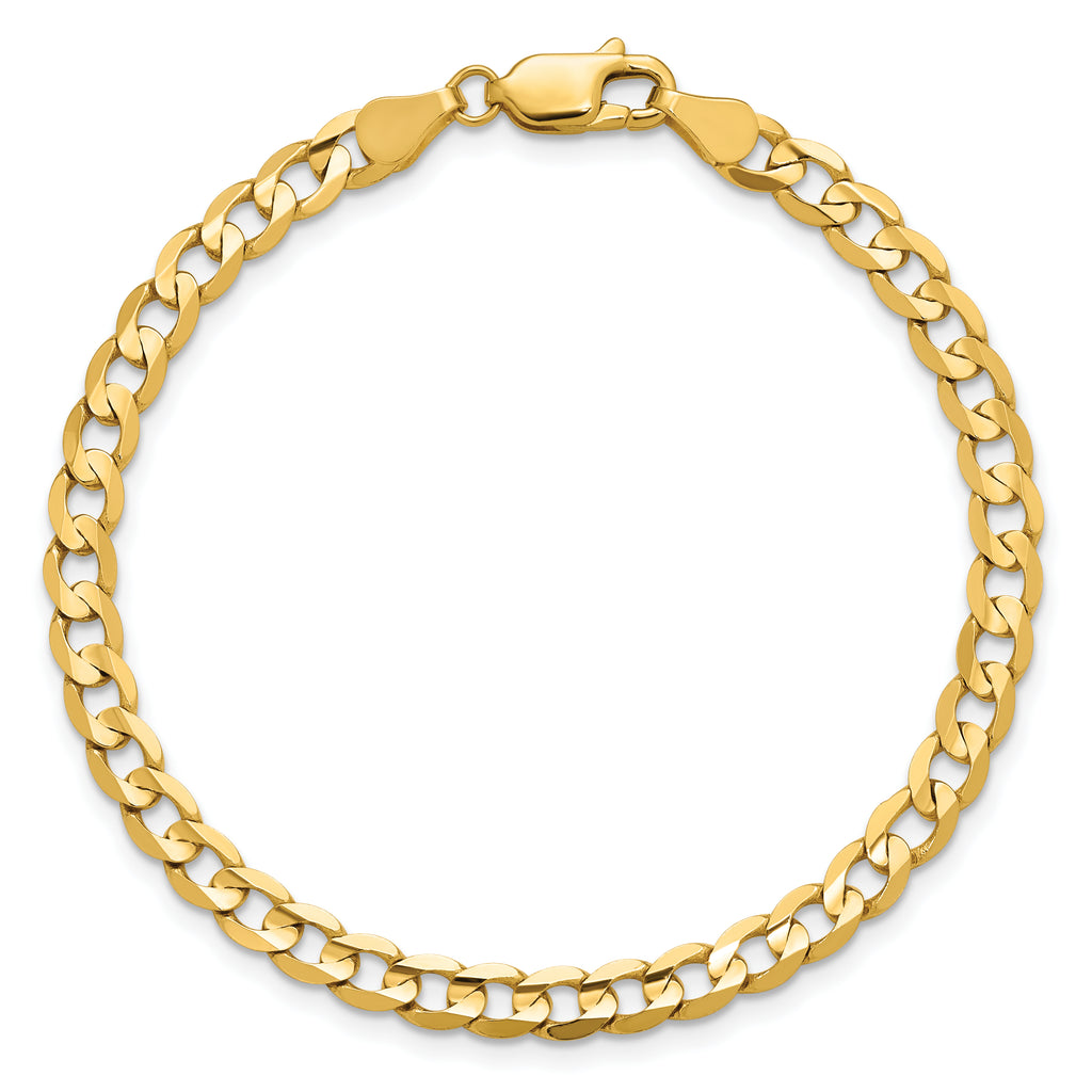 14K 4.5mm Open Concave Curb with Lobster Clasp Bracelet
