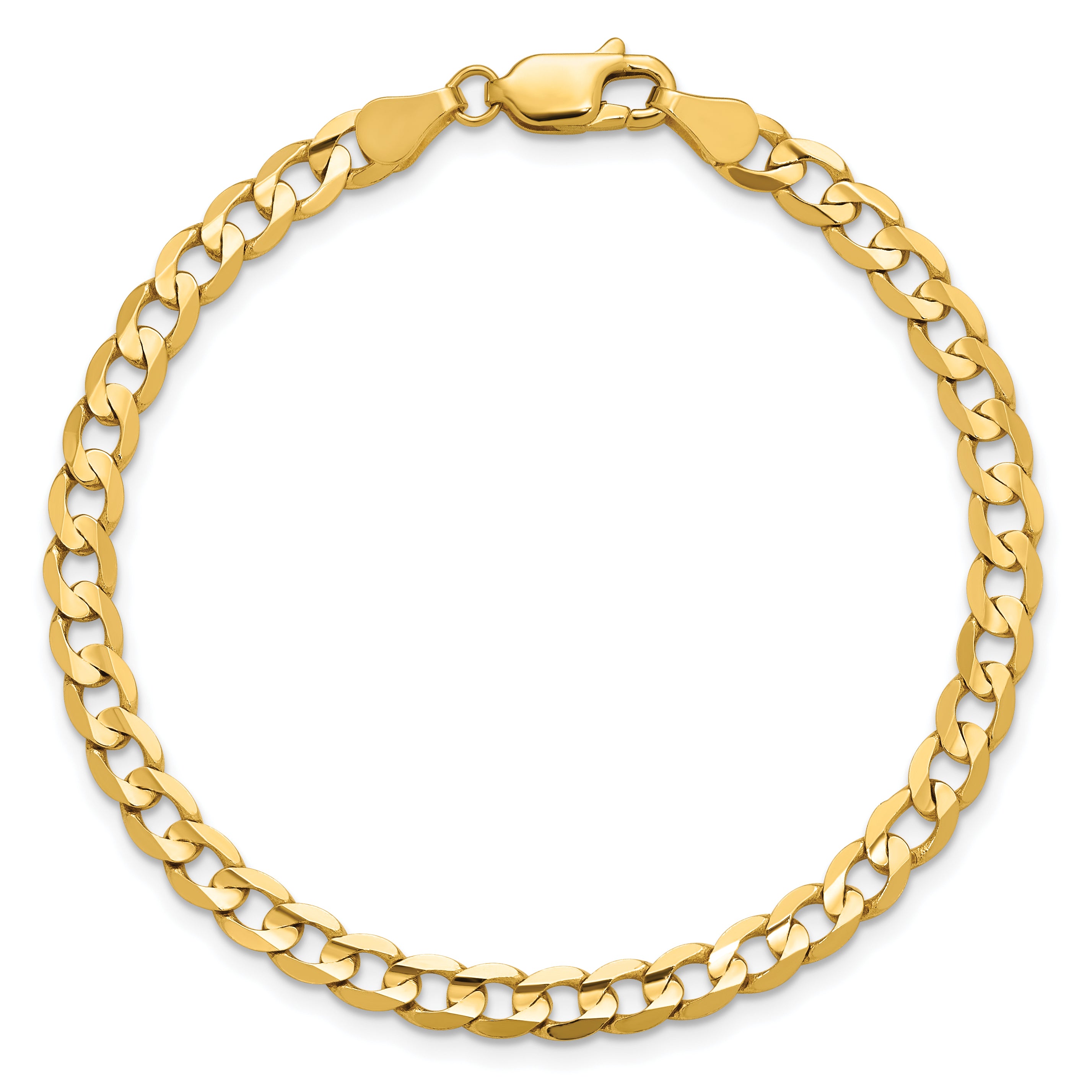 14K 4.5mm Open Concave Curb with Lobster Clasp Bracelet