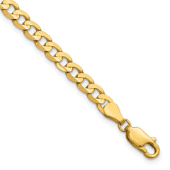 14K 8 inch 4.5mm Open Concave Curb with Lobster Clasp Bracelet
