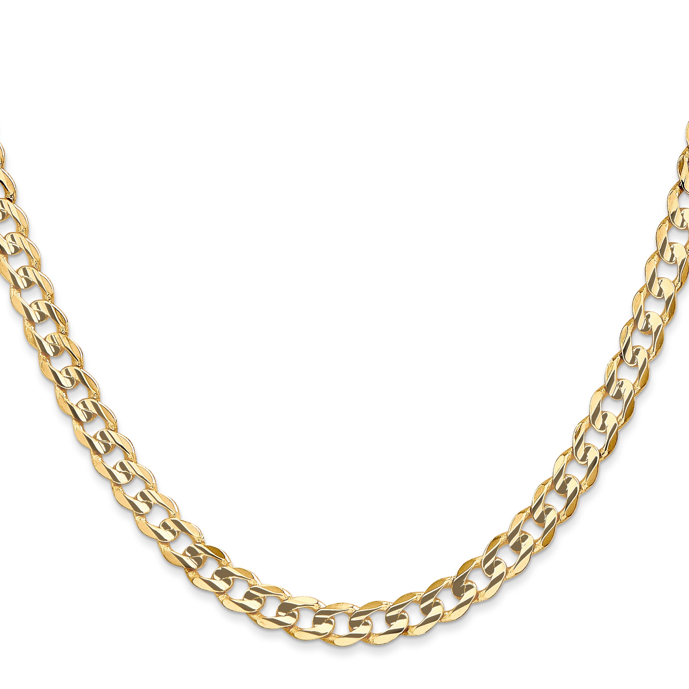14K 28 inch 5.25mm Open Concave Curb with Lobster Clasp Chain
