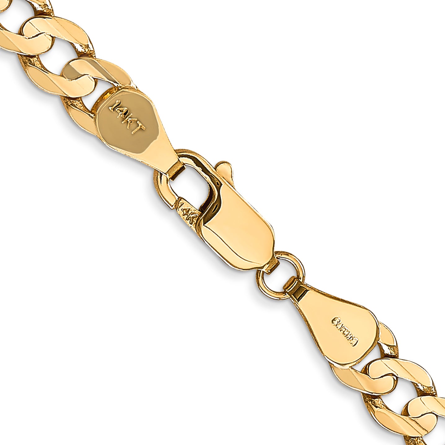 14K Yellow Gold Solid Curb Chain Necklace 5.25mm