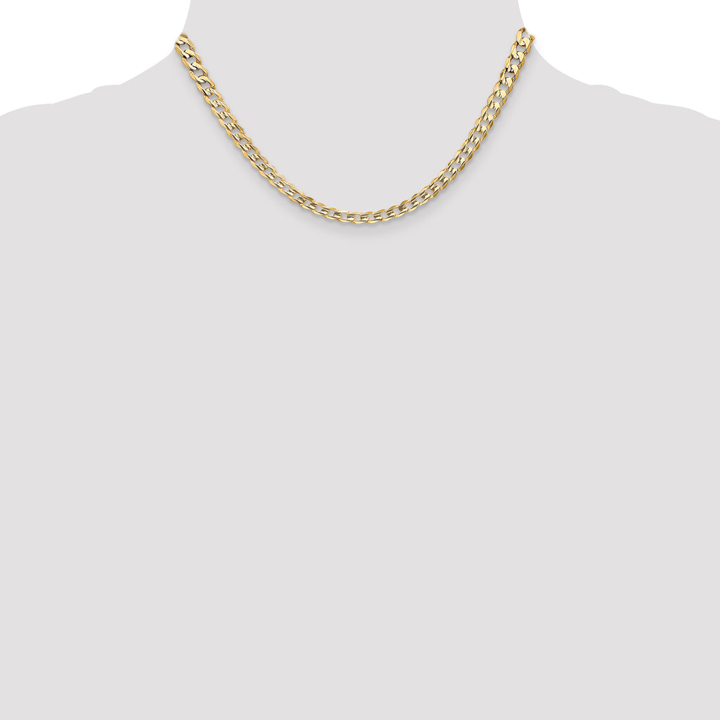 14K 5.25mm Open Concave Curb with Lobster Clasp Chain