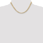 14K 5.25mm Open Concave Curb with Lobster Clasp Chain