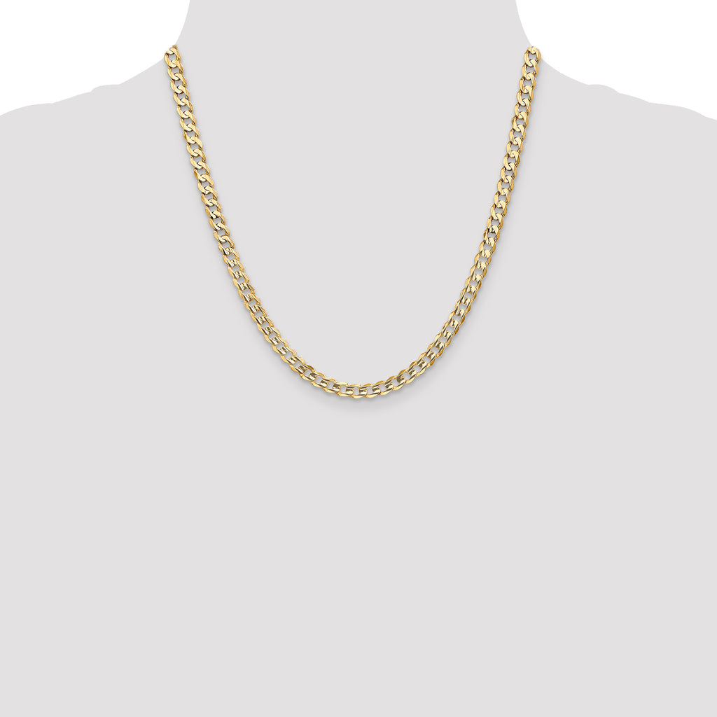 14K 5.25mm Open Concave Curb with Lobster Clasp Chain