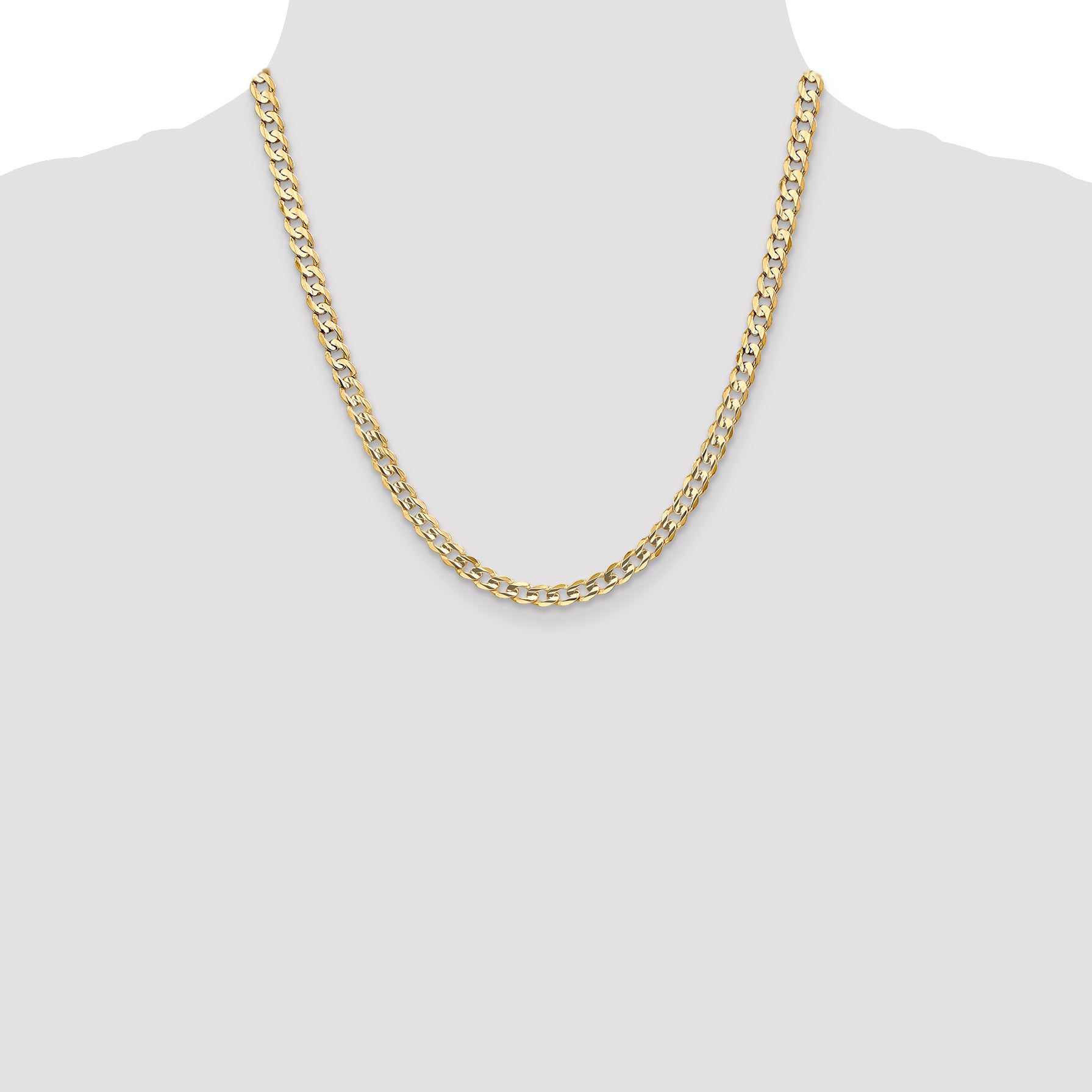 14K 5.25mm Open Concave Curb with Lobster Clasp Chain