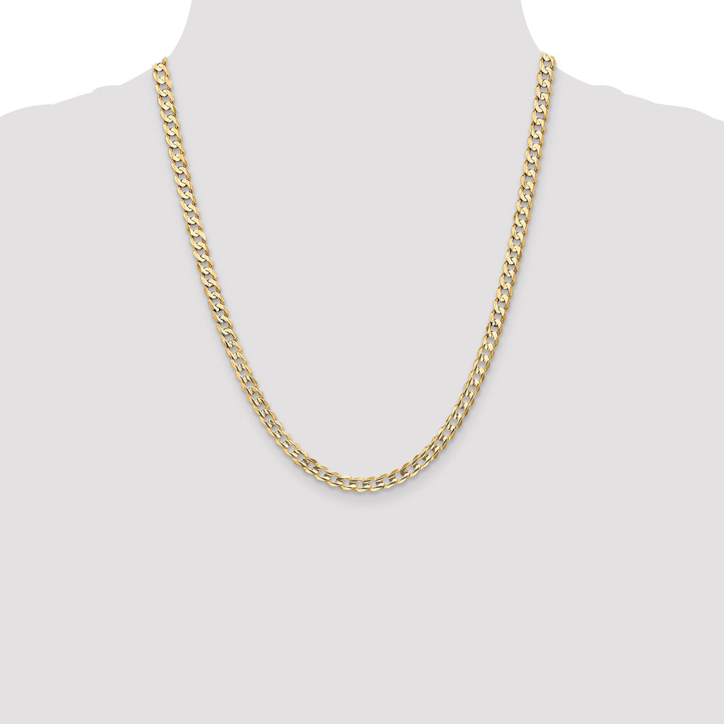 14K 5.25mm Open Concave Curb with Lobster Clasp Chain