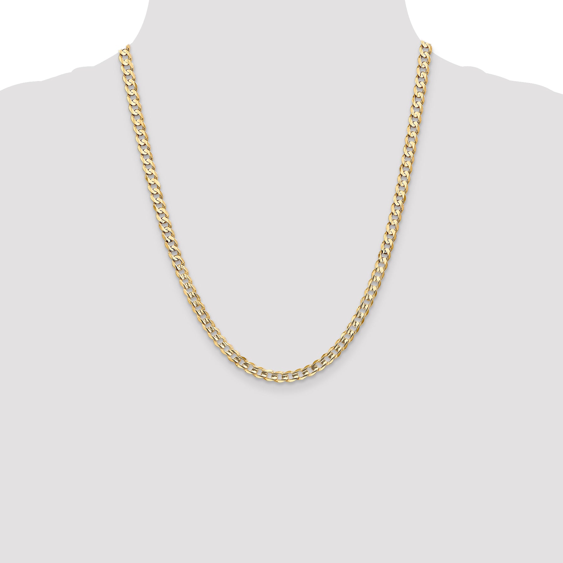 14K 5.25mm Open Concave Curb with Lobster Clasp Chain