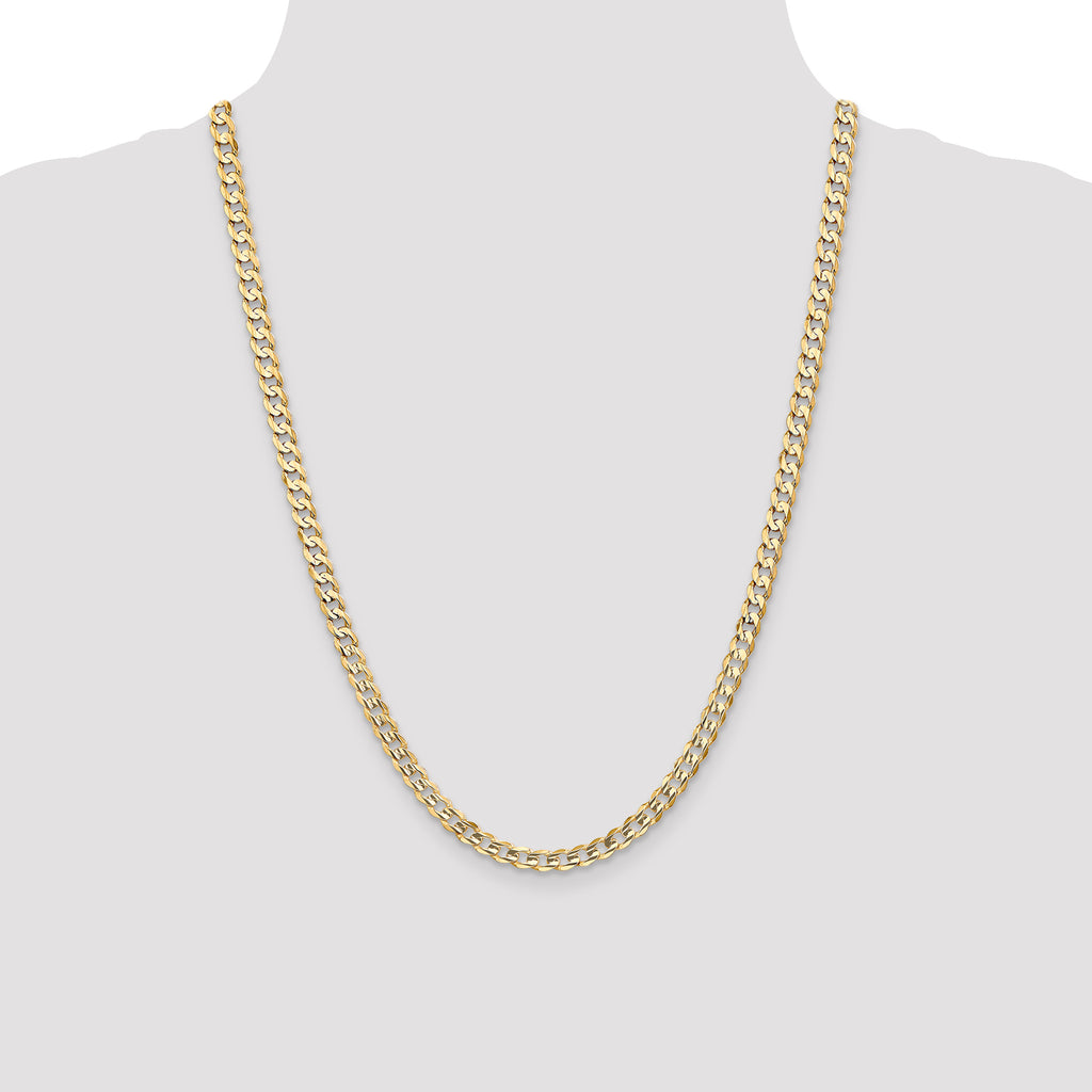 14K Yellow Gold Solid Curb Chain Necklace 5.25mm