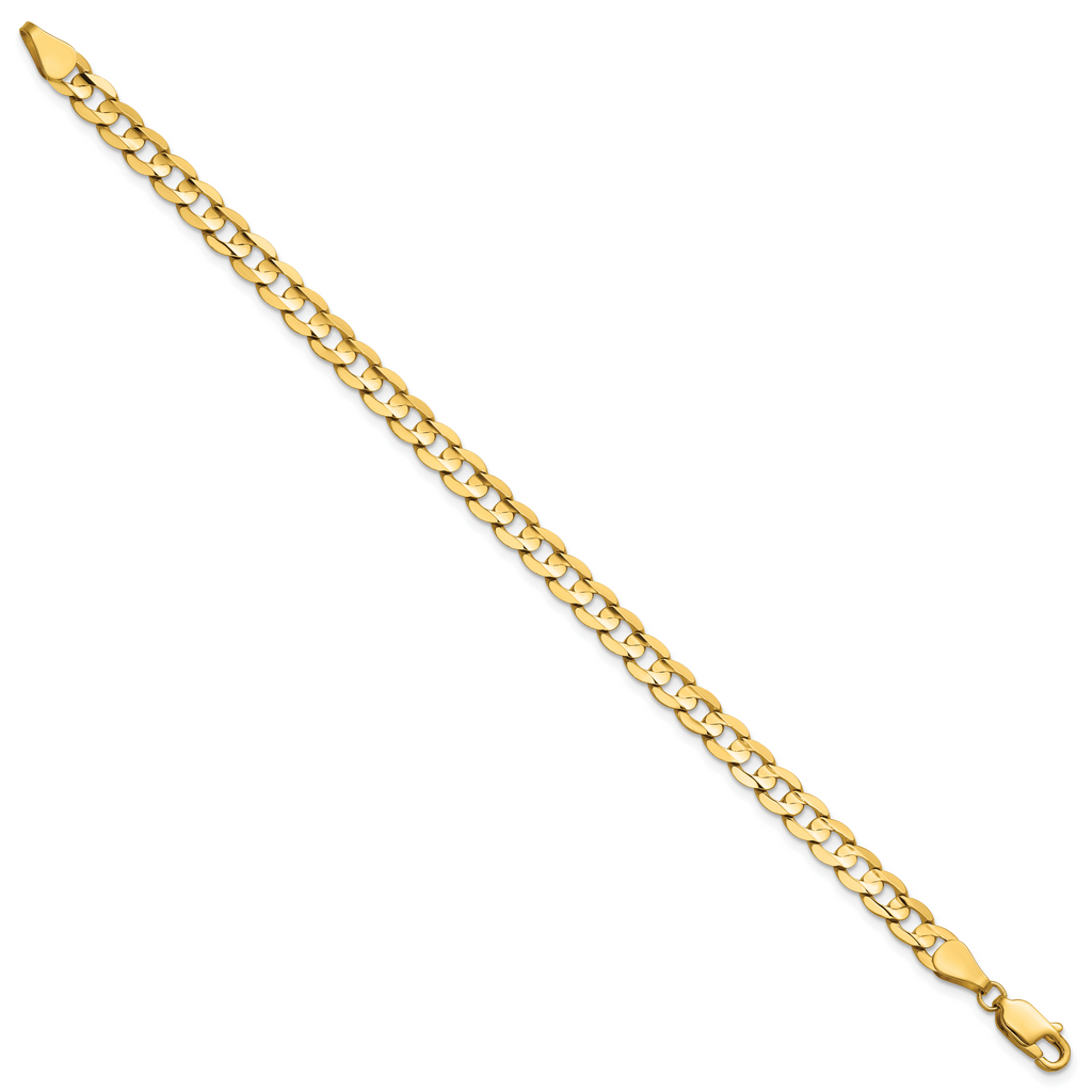 14K 5.25mm Open Concave Curb with Lobster Clasp Chain