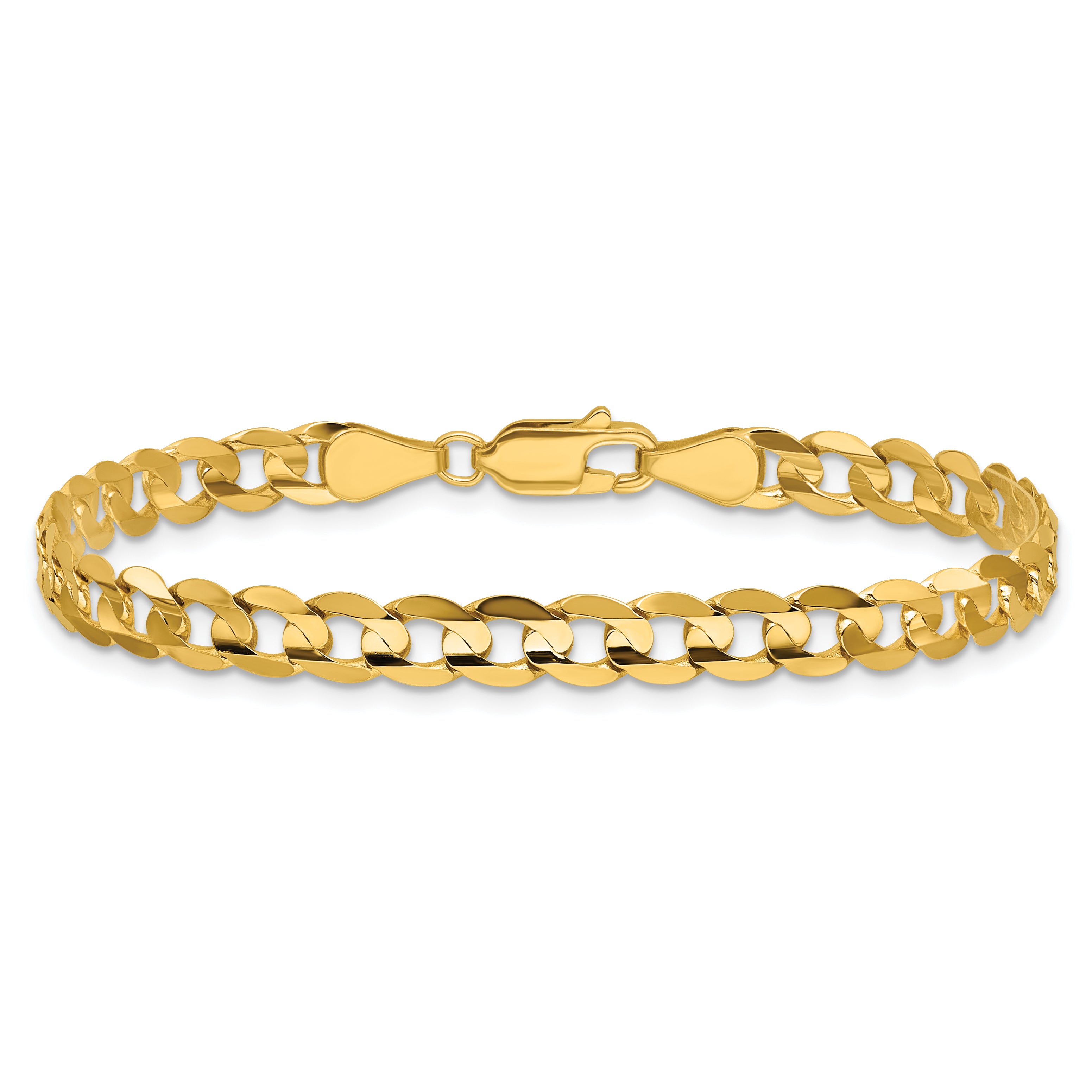 14K 5.25mm Open Concave Curb with Lobster Clasp Chain