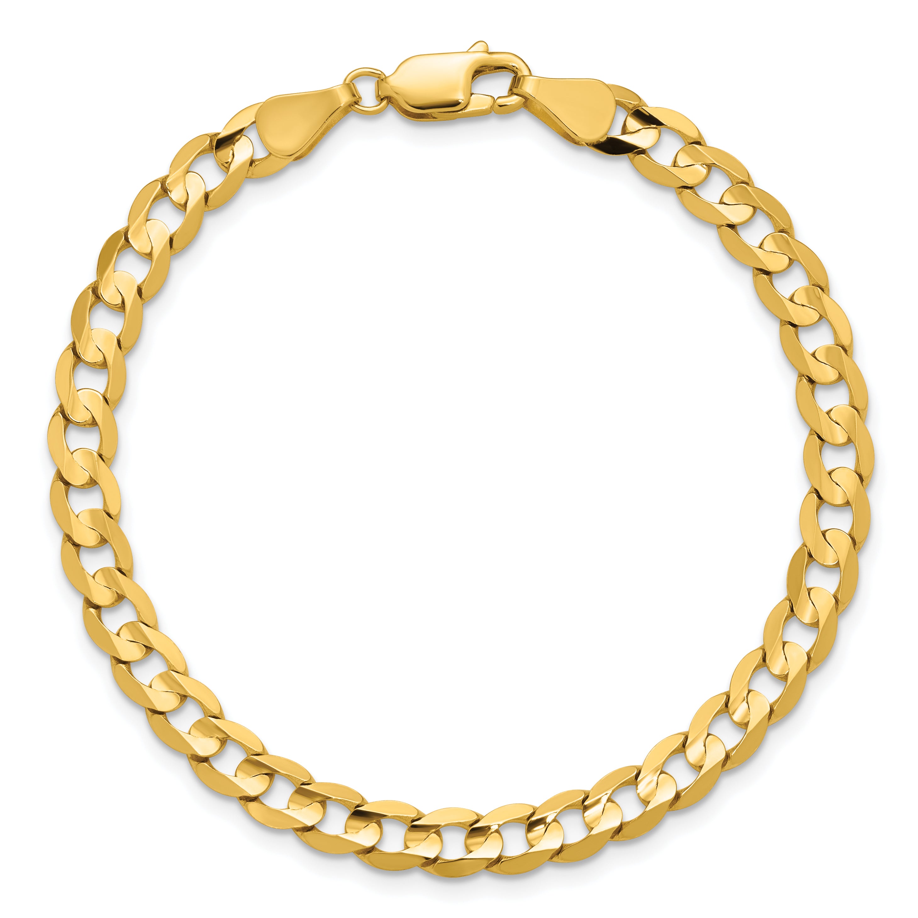 14K 5.25mm Open Concave Curb with Lobster Clasp Chain