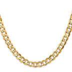 14K 28 inch 6.75mm Open Concave Curb with Lobster Clasp Chain