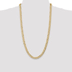 14K 28 inch 6.75mm Open Concave Curb with Lobster Clasp Chain