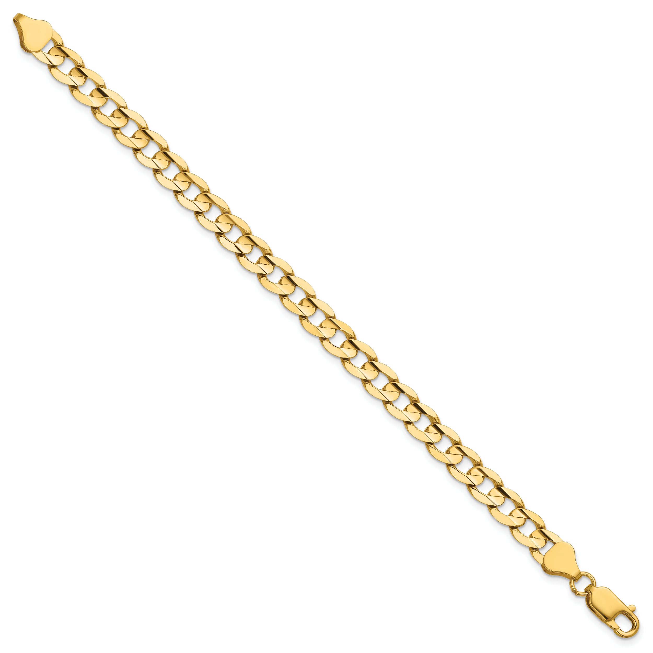14K 9 inch 6.75mm Open Concave Curb with Lobster Clasp Chain