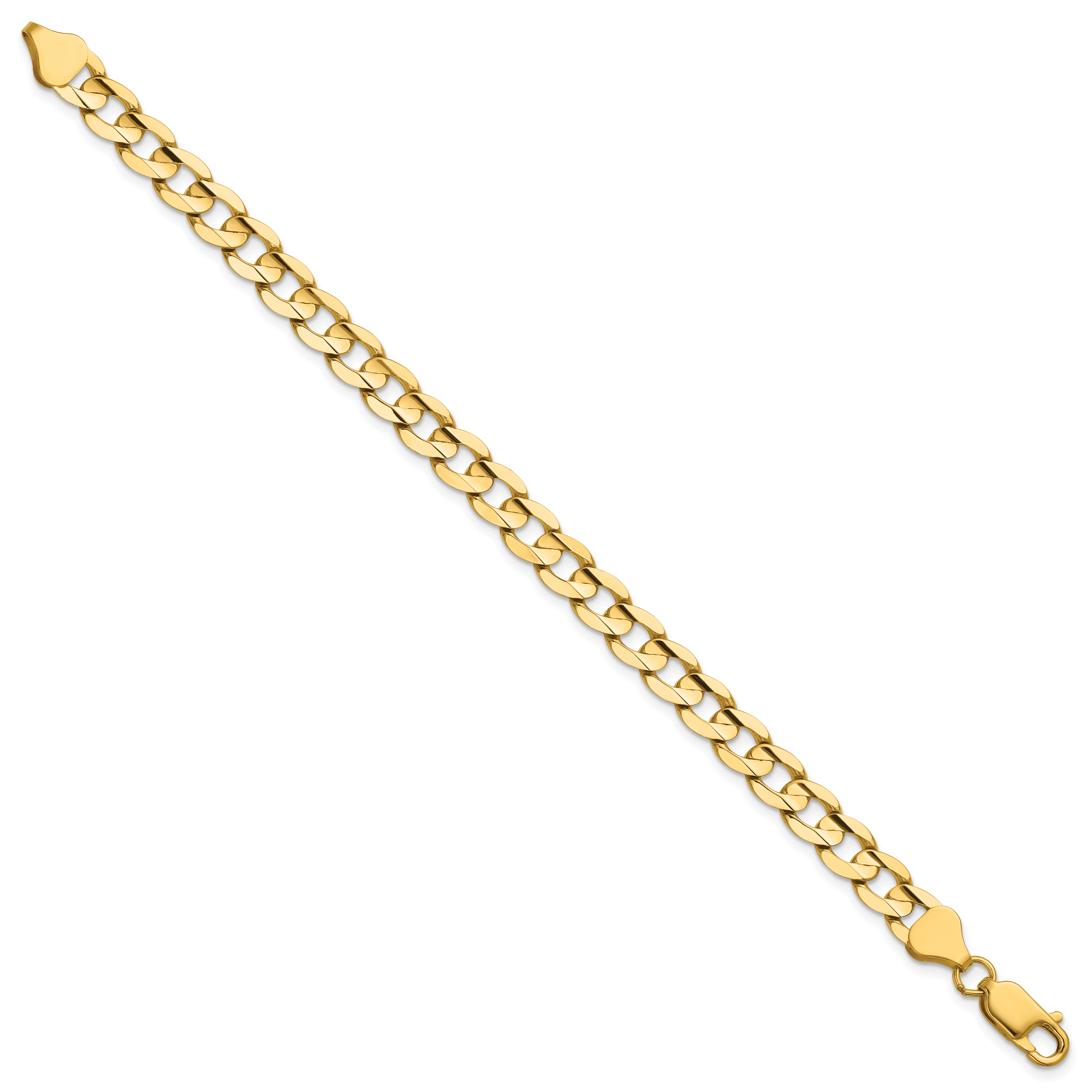 14K 7 inch 6.75mm Open Concave Curb with Lobster Clasp Bracelet Secondary image