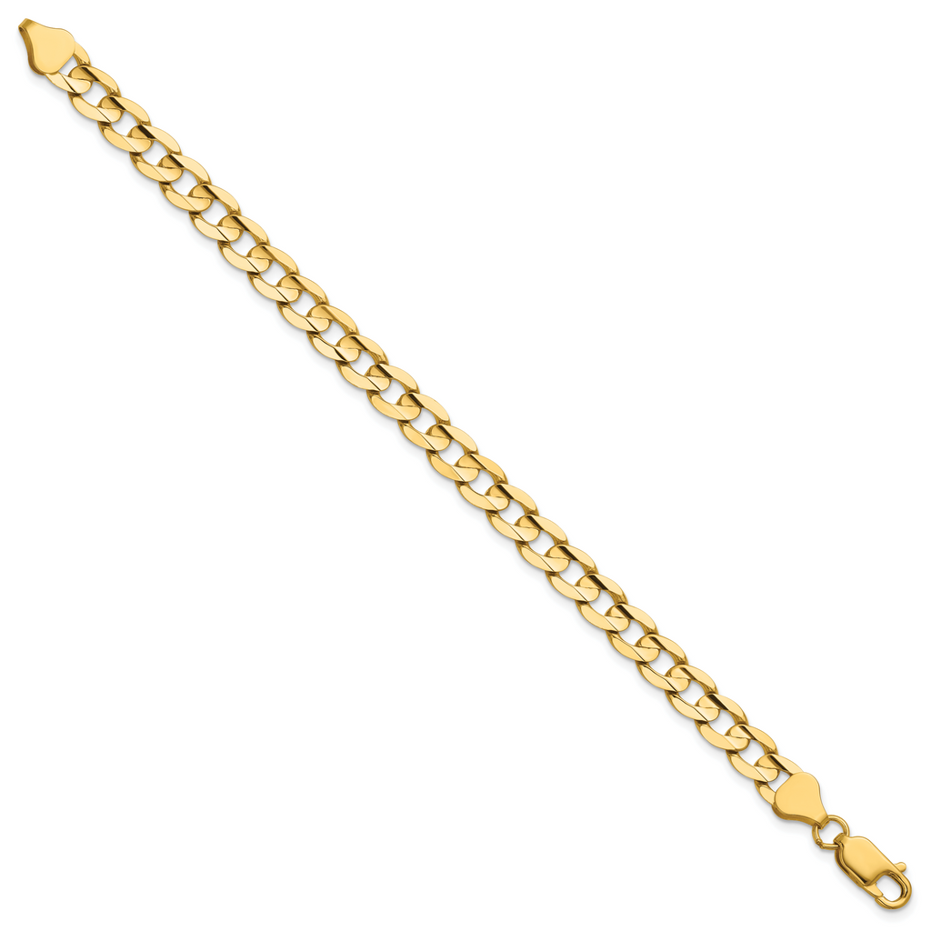 14K 9 inch 6.75mm Open Concave Curb with Lobster Clasp Chain