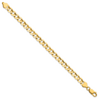 14K 9 inch 6.75mm Open Concave Curb with Lobster Clasp Chain