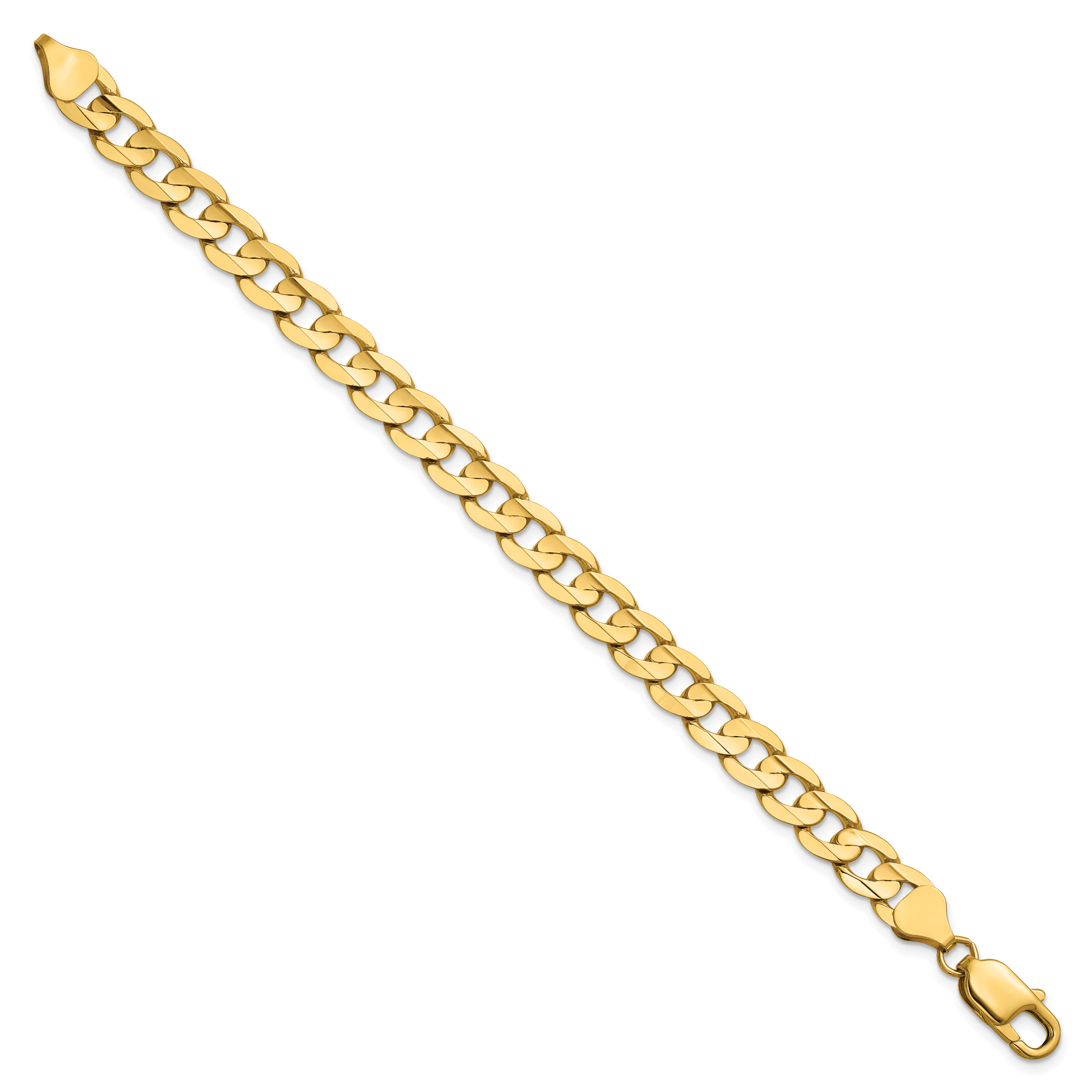 14K Yellow Gold Solid Curb Chain Necklace 7.5mm Secondary image