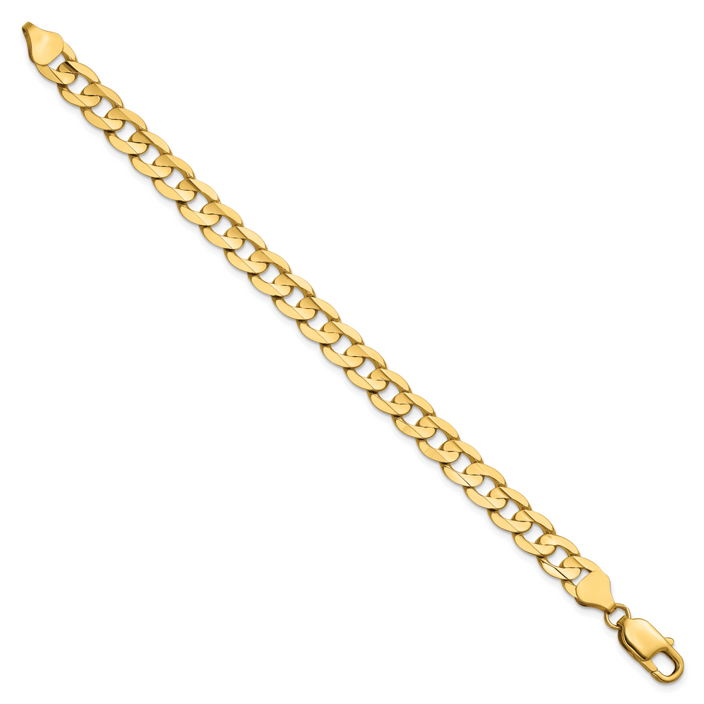 14K Yellow Gold Solid Curb Chain Necklace 7.5mm