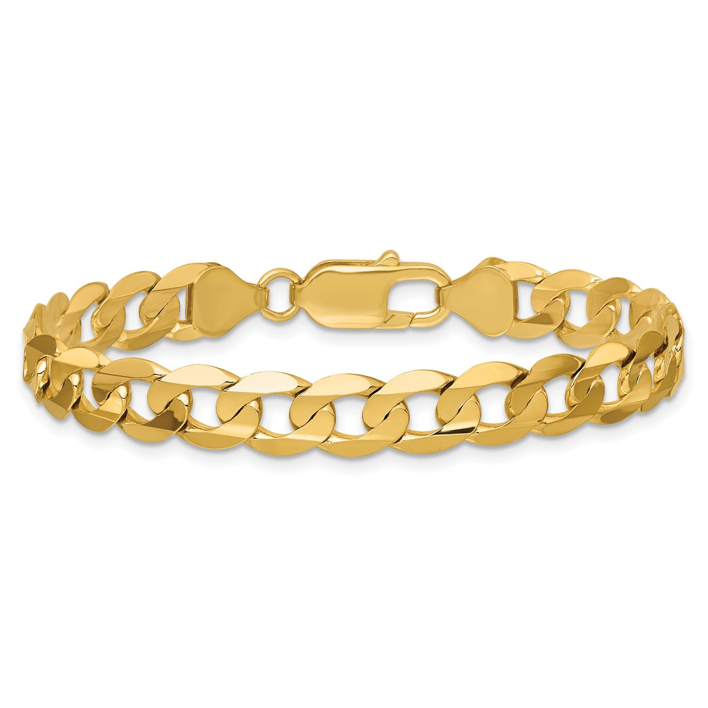 14K Yellow Gold Solid Curb Chain Necklace 7.5mm