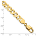 14K Yellow Gold Solid Curb Chain Necklace 7.5mm