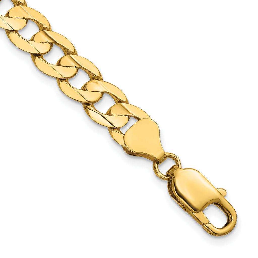 14K 7.5mm Open Concave Curb with Lobster Clasp Chain