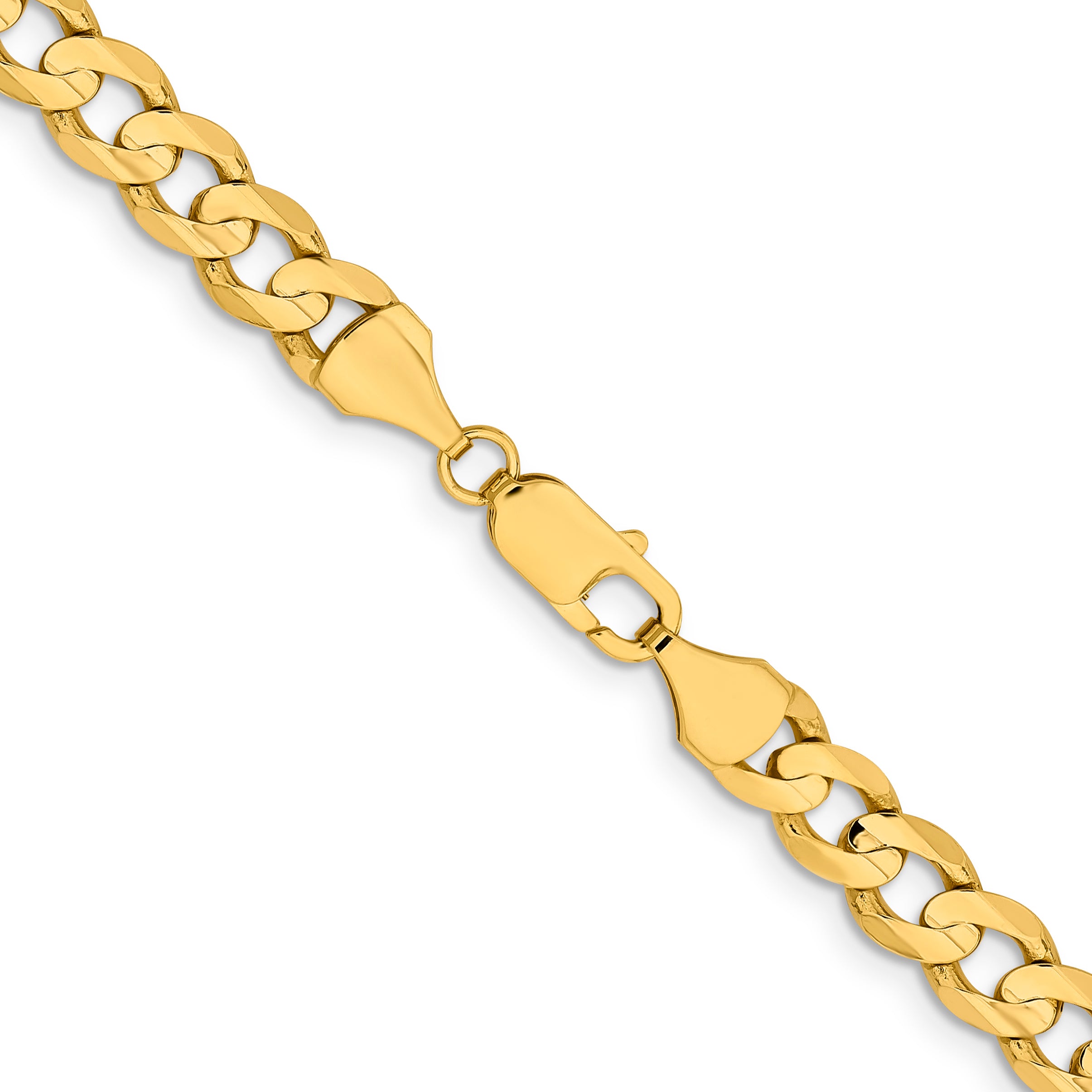 14K 26 inch 8.5mm Open Concave Curb with Lobster Clasp Chain