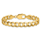 14K 7 inch 8.5mm Open Concave Curb with Lobster Clasp Bracelet - Sophia Jewelers