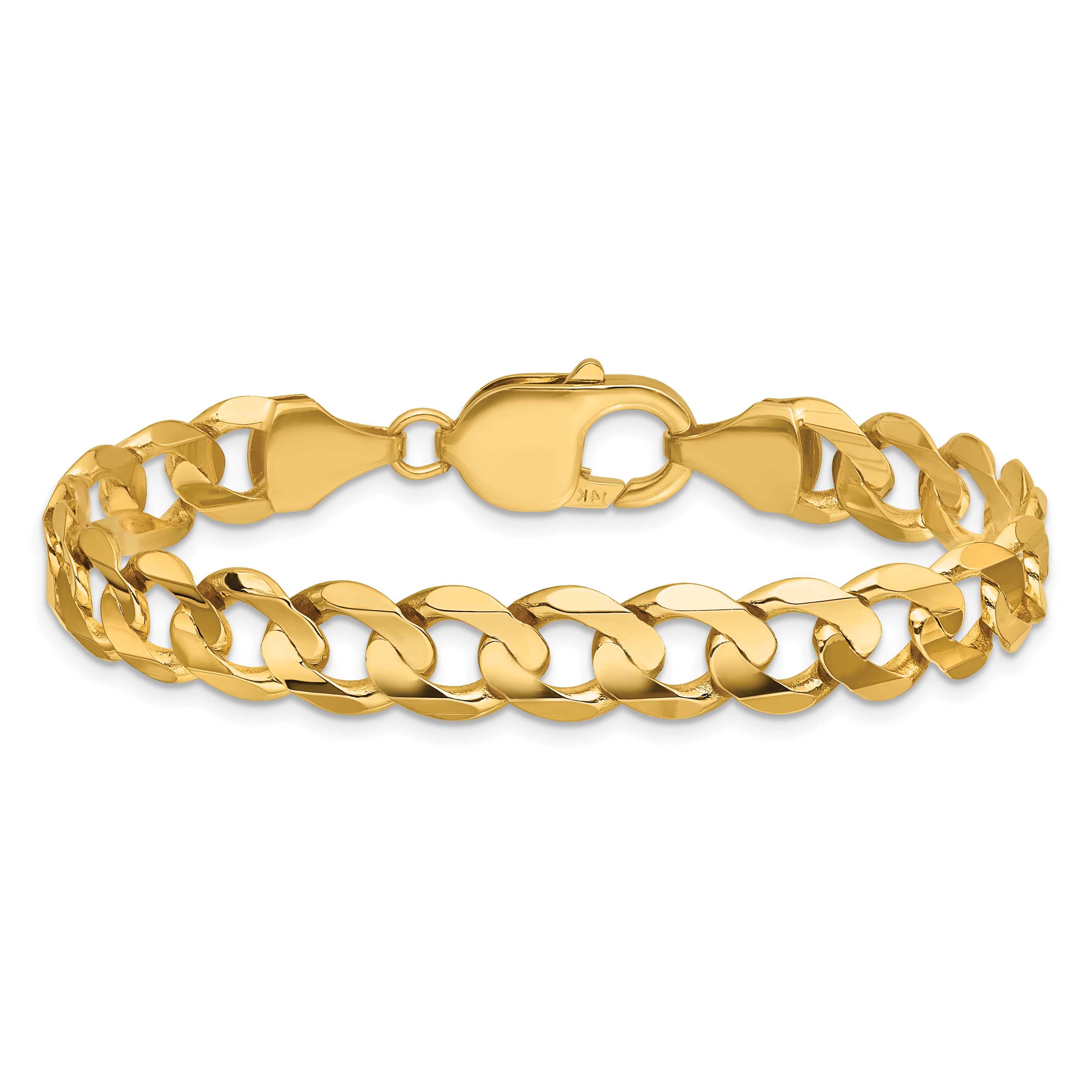14K 9 inch 8.5mm Open Concave Curb with Lobster Clasp Chain