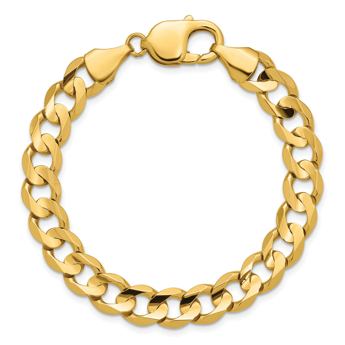 14K 7 inch 8.5mm Open Concave Curb with Lobster Clasp Bracelet - Sophia Jewelers