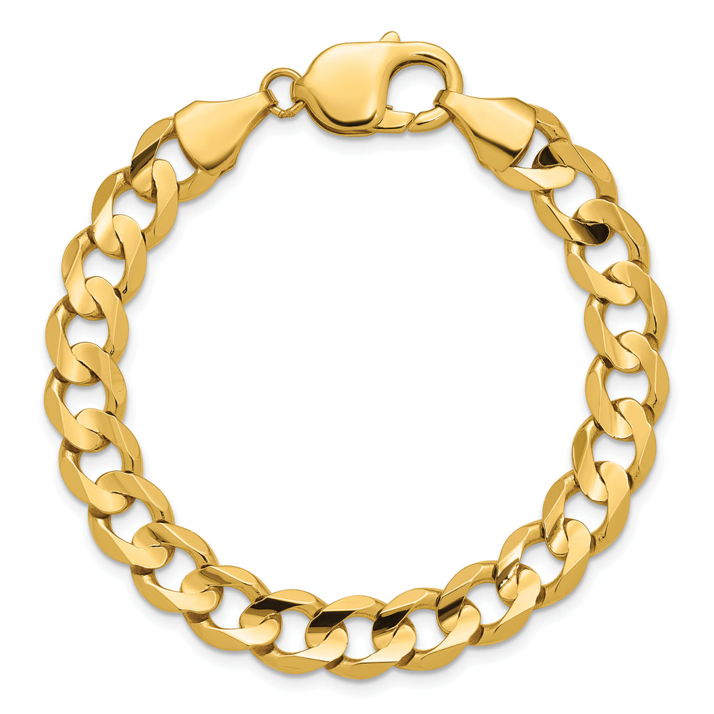 14K 9 inch 8.5mm Open Concave Curb with Lobster Clasp Chain