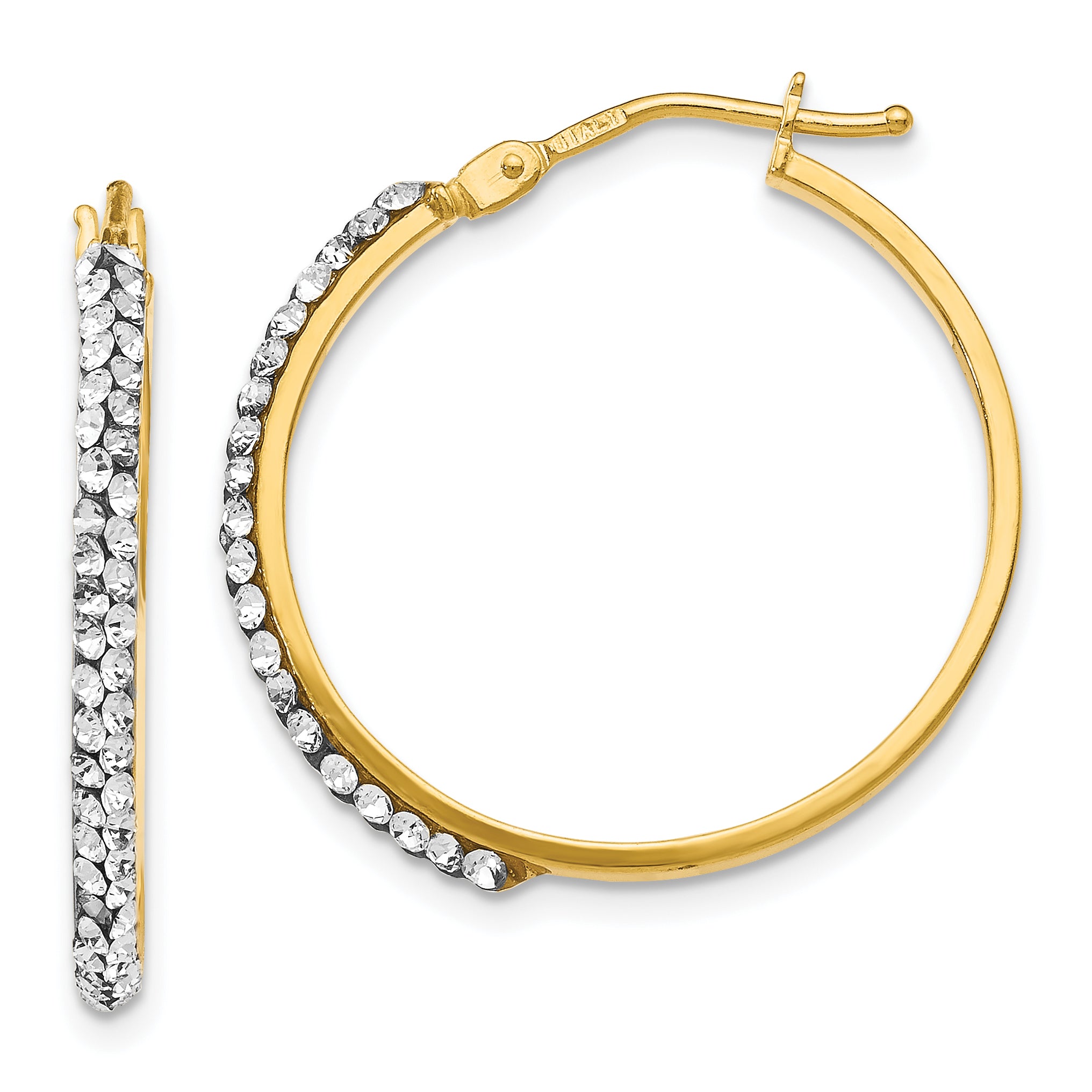 14K Crystals Polished Hoop Earrings Main image