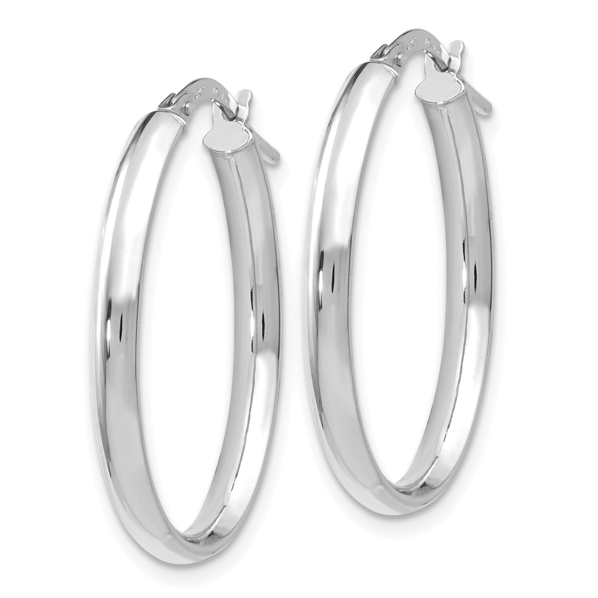 14K White Gold Polished Oval Hoop Earrings Secondary image