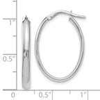 14K White Gold Polished Oval Hoop Earrings