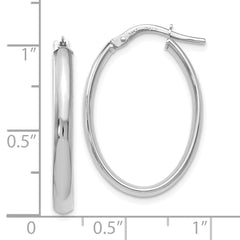 14K White Gold Polished Oval Hoop Earrings