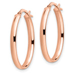 14K Rose Gold Polished Oval Hoop Earrings