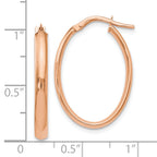 14K Rose Gold Polished Oval Hoop Earrings