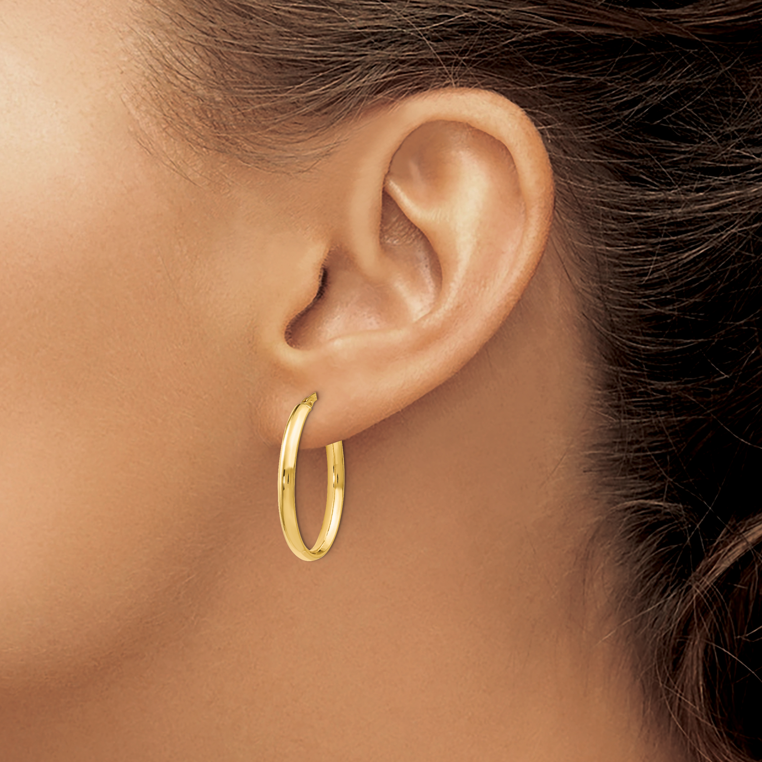 14K Polished Oval Hoop Earrings