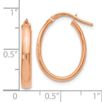 14K Rose Gold Polished Oval Hoop Earrings