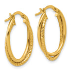 14K Gold Polished Textured Oval Hoop Earrings