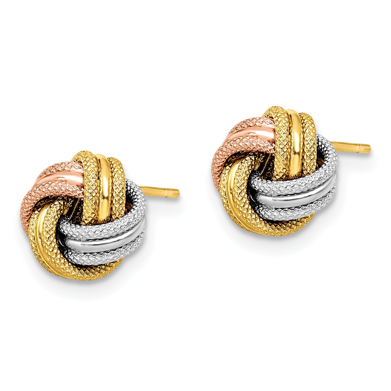 14K with White and Rose Rhodium Knot Polished D/C Post Earrings Secondary image