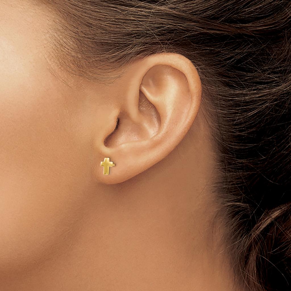 14K Polished Cross Post Earrings